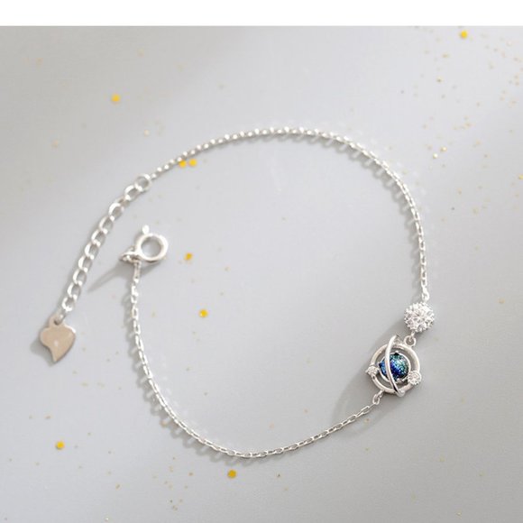 NEW 925 Sterling Silver Diamond Planet Bracelet - Picture 7 of 7